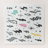 稲妻ボルト、手書きドードルセット。 ジグソーパズル (横)