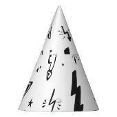 稲妻ボルト、手書きドードルセット。 パーティーハット (左)