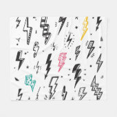 稲妻ボルト、手書きドードルセット。 フリースブランケット (正面(横))