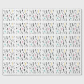 稲妻ボルト、手書きドードルセット。 ラッピングペーパー (フラット)