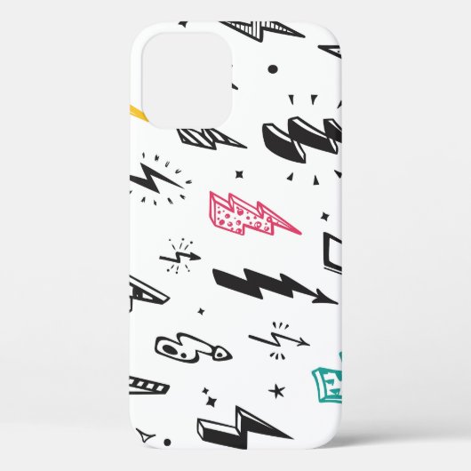 稲妻ボルト、手書きドードルセット。 Case-Mate iPhoneケース (裏面)