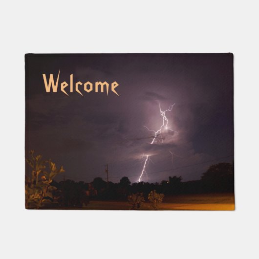 稲妻夜の嵐のウェルカムフォーマット ドアマット (正面)