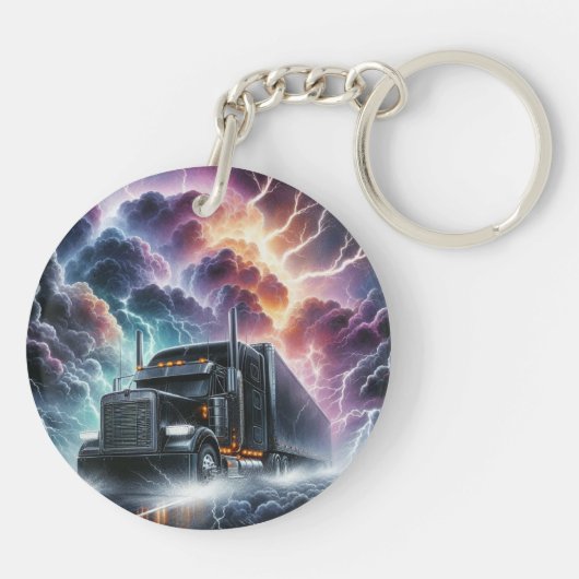 稲妻嵐の中のセミ鮮やかトラック キーホルダー (裏面)