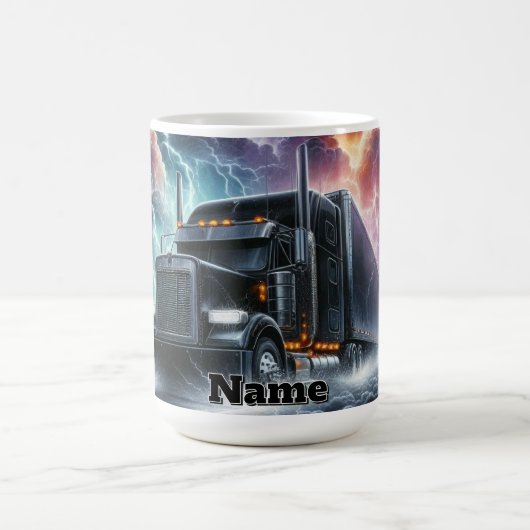 稲妻嵐の中のセミ鮮やかトラック コーヒーマグカップ (中央)