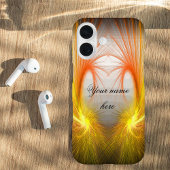 稲妻抽象芸術、オレンジと黒 iPhone 16ケース