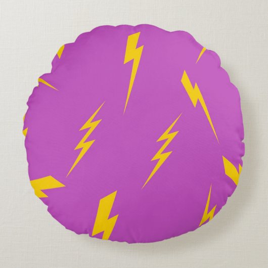 稲妻紫の背景Y2Kパターン ラウンドクッション (正面)