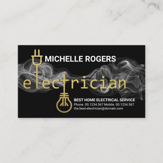 稲妻蒸気スタイリッシュ金ゴールド電気看板 名刺 (正面)
