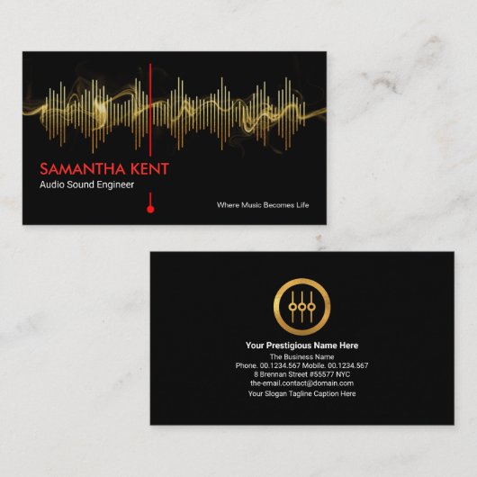 稲妻金ゴールドサウンド周波数スタジオエンジニアDJ 名刺 (正面/裏面)