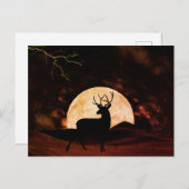 稲妻、サンダーとバック満月 ポストカード (正面/裏面)