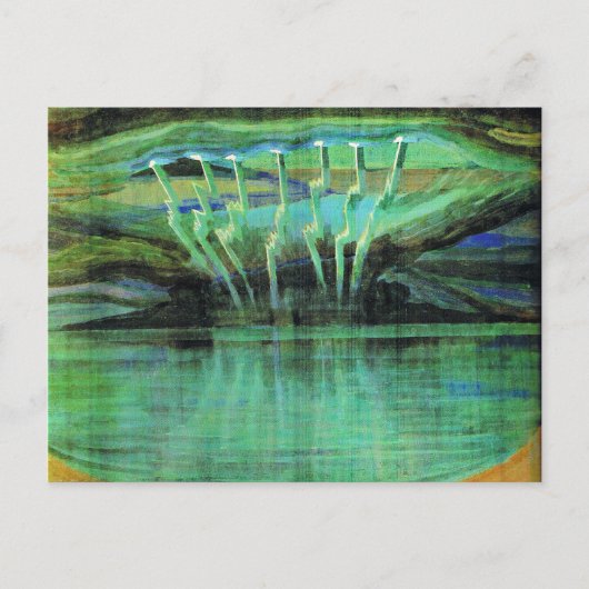 稲妻、有名な絵画by Mikalojus Ciurlionis ポストカード (正面)