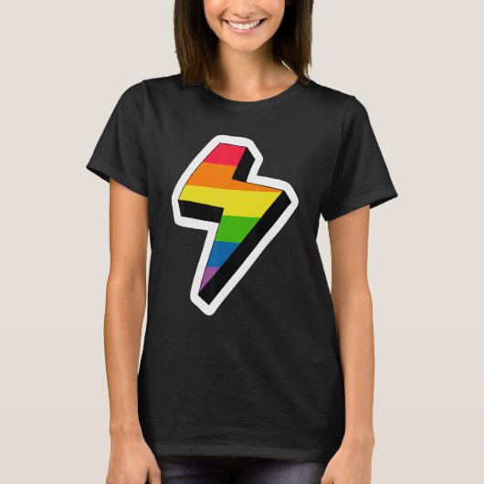 稲妻LGBTQゲイ権利誇りを持ったプライドレインボー Tシャツ (正面)