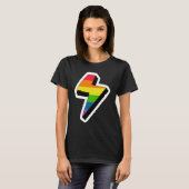 稲妻LGBTQゲイ権利誇りを持ったプライドレインボー Tシャツ (正面フル)