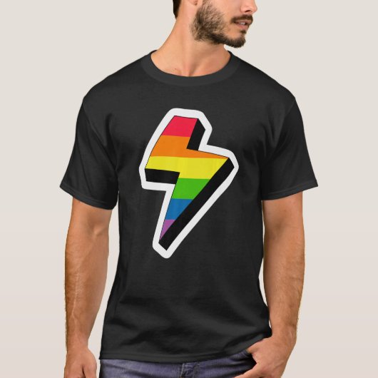 稲妻LGBTQゲイ権利誇りを持ったプライドレインボー Tシャツ (正面)