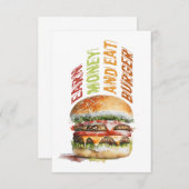 稼ぐ金とバ食べーガー,バユーモアのあるーガーデザイン サンキューカード (正面/裏面)