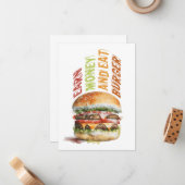 稼ぐ金とバ食べーガー，バユーモアのあるーガーデザイン ノートカード (正面/裏面インサイチュ)