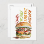 稼ぐ金とバ食べーガー，バユーモアのあるーガーデザイン ポストカード (正面/裏面)