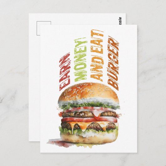 稼ぐ金とバ食べーガー，バユーモアのあるーガーデザイン ポストカード (正面/裏面)