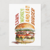 稼ぐ金とバ食べーガー，バユーモアのあるーガーデザイン ポストカード (正面)