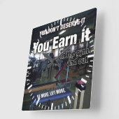 稼ぐ – トレーニング やる気を起こさせる スクエア壁時計 (傾斜)