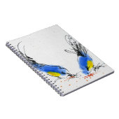 穀物をくちばしでつつく2つの小さいtitmouses。 書道 ノートブック (右側)