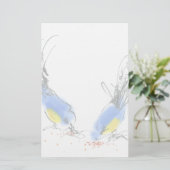 穀物をくちばしでつつく2つの小さいtitmouses。 書道 便箋 (スタンド正面)