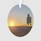 穀物エレベーターを通過する列車 オーナメント (正面)