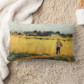 穀物畑（Berthe Morisot著） ランバークッション (ブランケット)