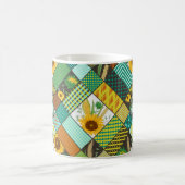 穀類、ひまわり付きの継ぎはぎ模様 コーヒーマグカップ (中央)
