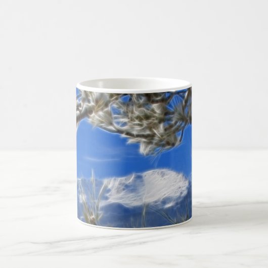 穂先のピーク冬の雪で覆われたフラクタルの芸術 コーヒーマグカップ (中央)