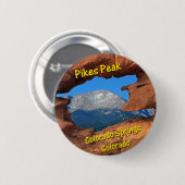 穂先のピーク、コロラドスプリングス、コロラド州 缶バッジ (正面&裏面)