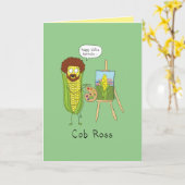 穂軸ロス-時代遅れの芸術家のしゃれの挨拶状 カード (黄色い花)