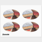 積まれた古書 楕円形シール (シート)