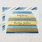積まれた本のベビーシャワー招待状 招待状 (正面/裏面)