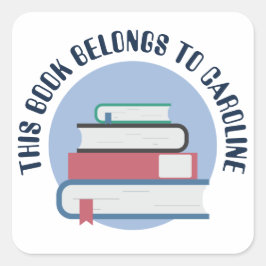 積まれた本, 重ねた本, 教科書, 本の山 スクエアシール