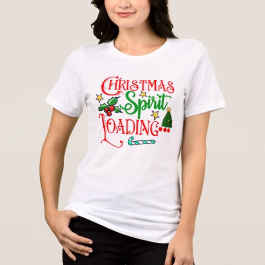 積みおもしろい込みデザイン付きクリスマスシャツ トライブレンドＴシャツ (正面)