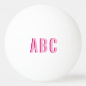 積みはっきりした上げピンク3文字モノグラム 卓球ボール (正面)