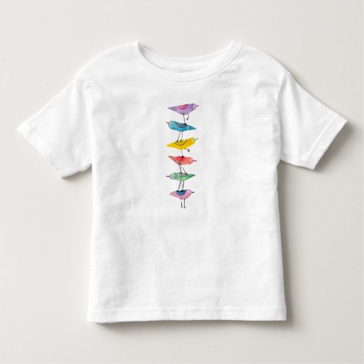 積みカラフル上げ鳥 トドラーTシャツ (正面)