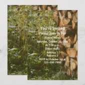 積み上げられた薪が落ちる 自然 招待状 (正面/裏面)