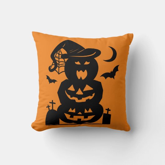 積み上げカボチャのハロウィーン可逆 クッション (正面)