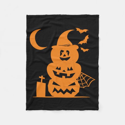 積み上げカボチャのハロウィーン フリースブランケット (正面)