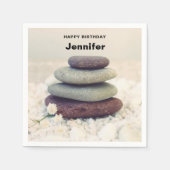 積み上げストーンメディタティックケアン誕生日 スタンダードカクテルナプキン (正面)
