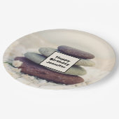 積み上げストーンメディタティックケアン誕生日 ペーパープレート (アングル)