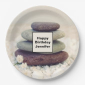 積み上げストーンメディタティックケアン誕生日 ペーパープレート (正面)