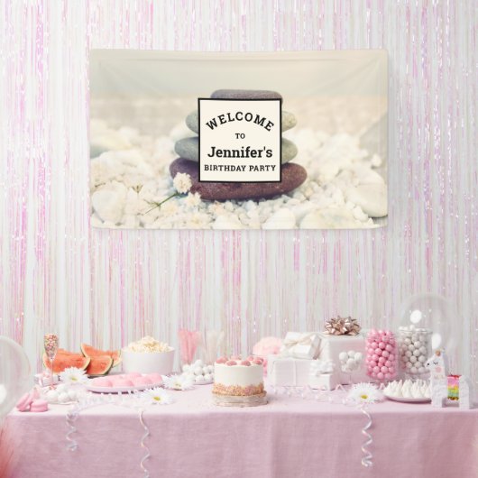 積み上げストーンメディタティックケアン誕生日 横断幕 (パーティー)