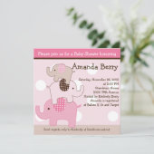 積み上げゾウとドット赤ちゃんシャワー招待状 招待状 (スタンド正面)