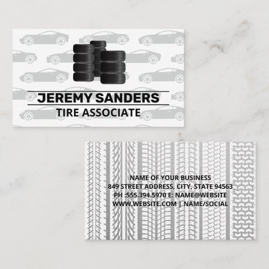 積み上げタイヤのロゴ | スポーツカーパターン 名刺 (正面/裏面)