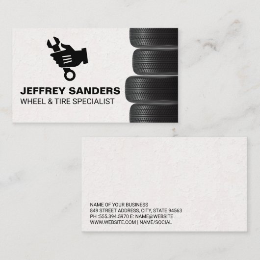積み上げタイヤ | 整備士保持レンチロゴ 名刺 (正面/裏面)