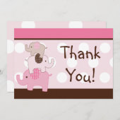 積み上げピンク象のサンキューカード サンキューカード (正面/裏面)