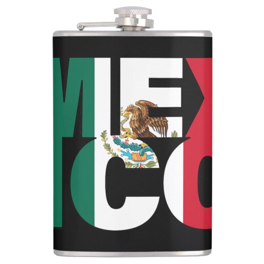 積み上げメキシコ国旗のワードアート フラスク (正面)