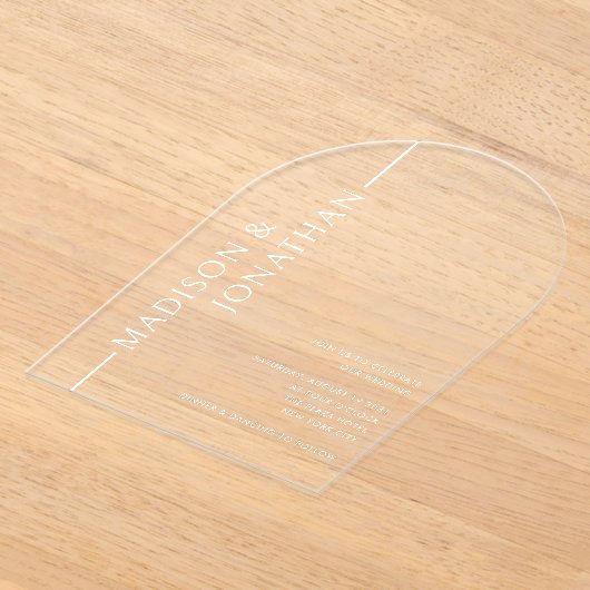 積み上げモダンエレガント澄ん結婚名 アクリル招待状 (レイダウン)